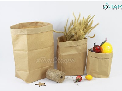 Set 05 túi giấy xi măng kraft đựng đồ cùng cỡ TUIGIAY-02